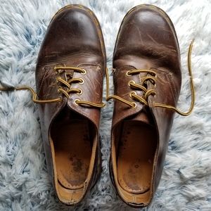 Vintage Dr. Martens 1561 Oxford Shoes Brown Leather Made In England Mens Size 10